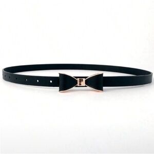 New! Black Leather Bow Belt (One Size) NWOT